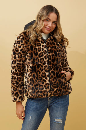 ALOMA REVERSIBLE LEOPARD PUFFER JACKET