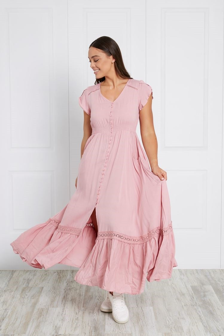 BUTTON FRONT MAXI DRESS