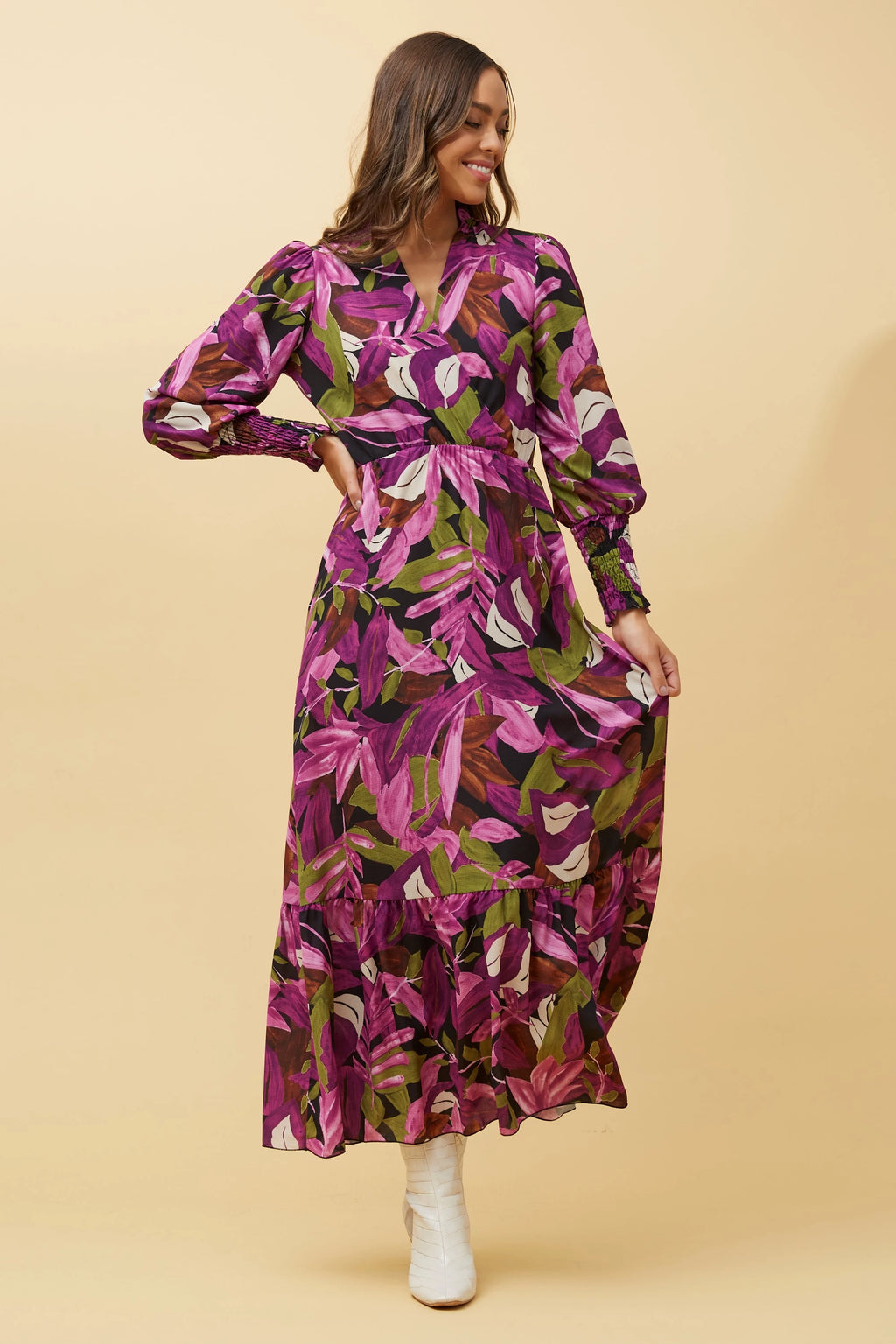 DEETA BOTANICAL PRINT MAXI DRESS